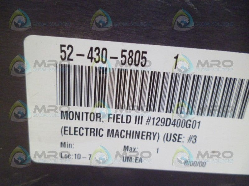 ELECTRIC MACHINERY 129D400G01 FIELD MONITOR 3 UNMP