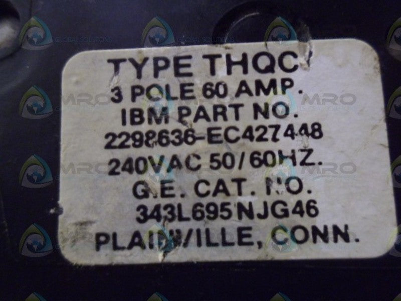 GENERAL ELECTRIC THQC32060 CIRCUIT BREAKER 60AMP UNMP