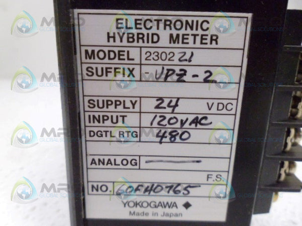YOKOGAWA 2302 21-VPZ-2 60FH0765 HYBRID METER UNMP
