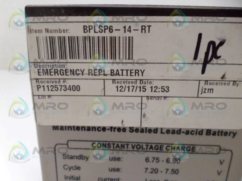 SIGMASTEK BPLLSP6-14-RT BATTERY UNMP