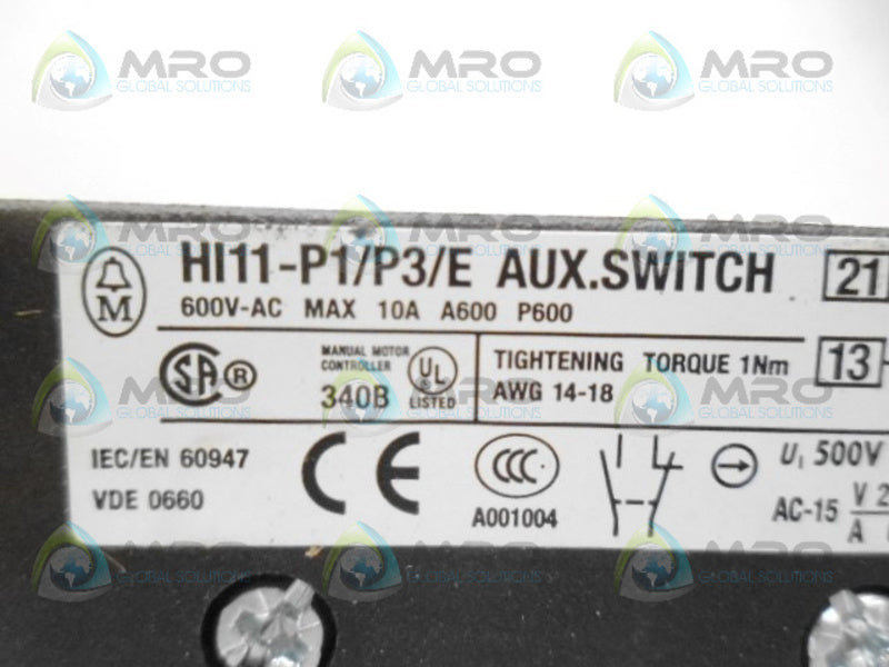 KLOCKNER MOELLER HI11-P1/P3/E AUXILIARY SWITCH UNMP