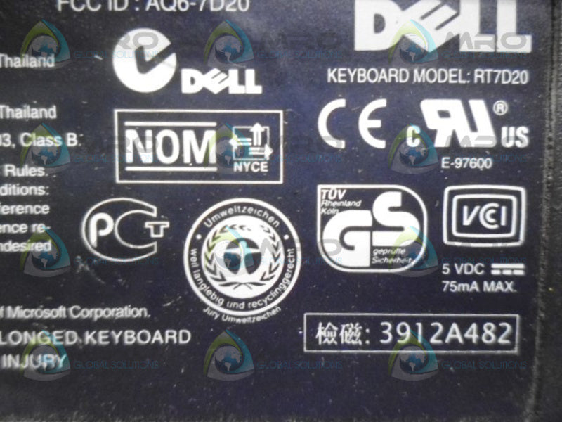 DELL RT7D20 KEYBOARD MISSING KEY UNMP