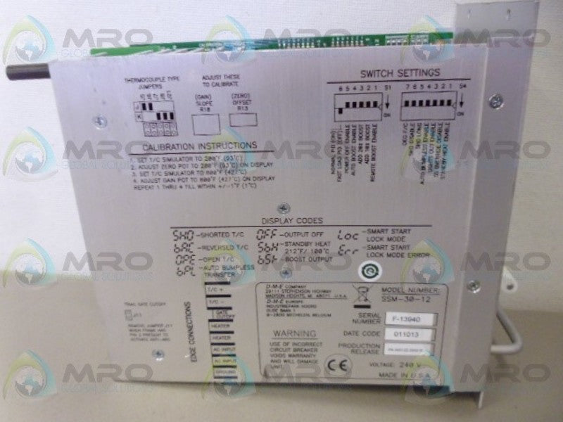 DME SSM-30-12 TEMPERATURE CONTROLLER NSNP