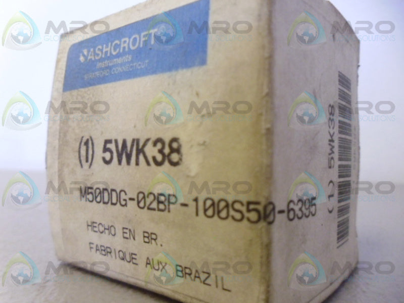 ASHCROFT 5WK38 PRESSURE GUAGE 100PSI NSMP