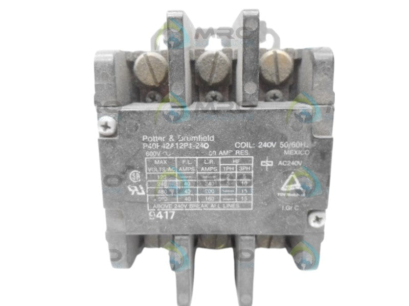 POTTER & BRUMFIELD P40P42A12P1-240 CONTACTOR UNMP