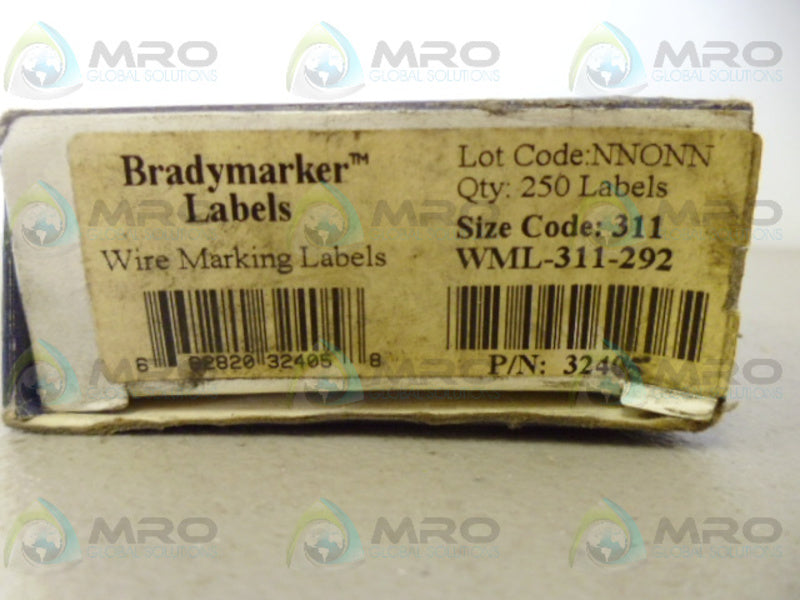 BRADY 32405 WIRE MARKING LABELS NSMP