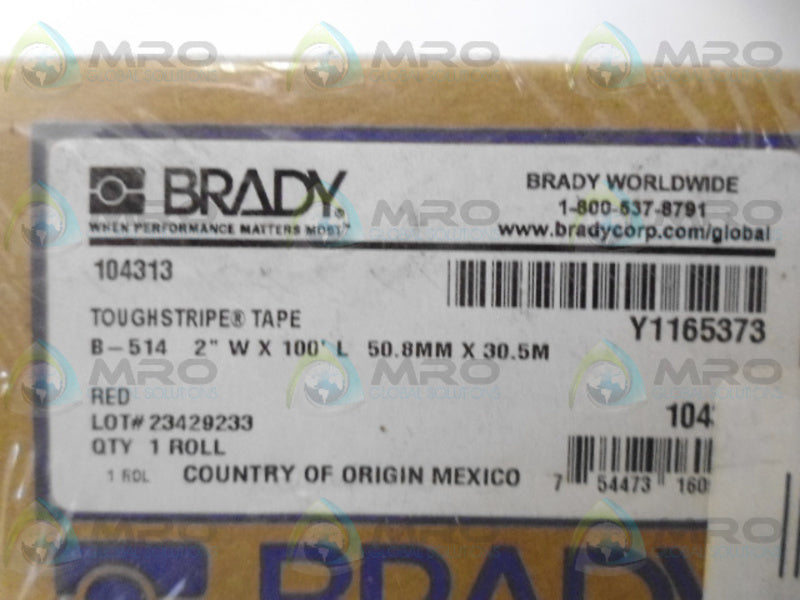 BRADY 104313 RED NONABRASIVE FLOOR MARKING TAPE 100' NSFS