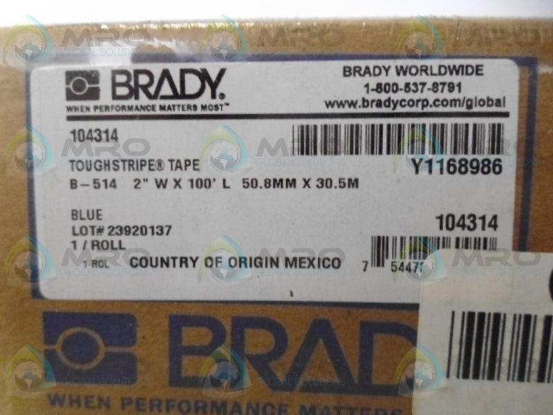 BRADY 104314 BLUE NONABRASIVE FLOOR MARKING TAPE 100' NSFS