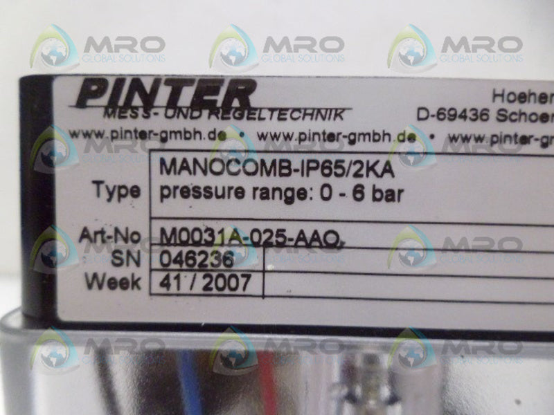 PINTER MANOCOMB-IP65/2KA PRESSURE SWITCH NSNP