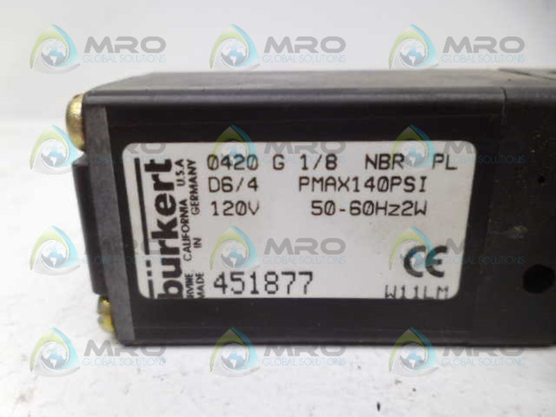BURKERT 451877 SOLENOID VALVE UNMP