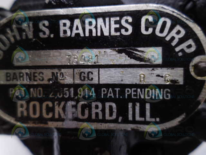JOHN S BARNES 73481 GEAR PUMP UNMP