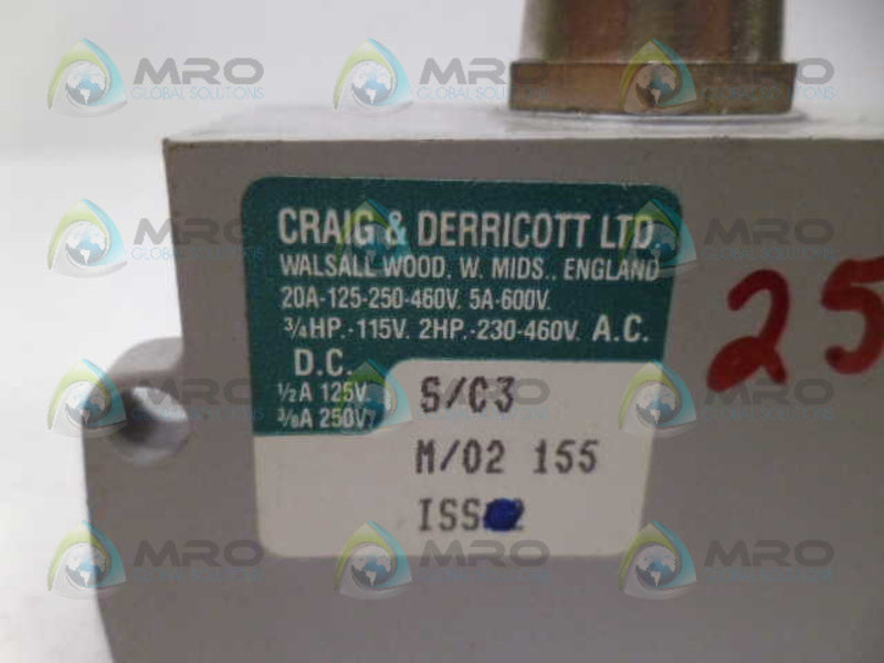 CRAIG & DERRICOTT S/C3 M/02 155 SWITCH UNMP