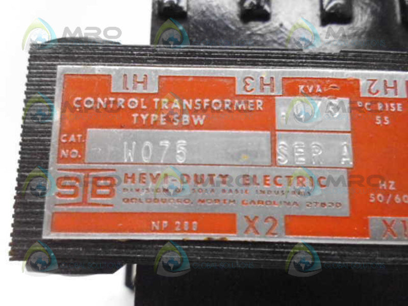 HEVI-DUTY W075 TRANSFORMER UNMP