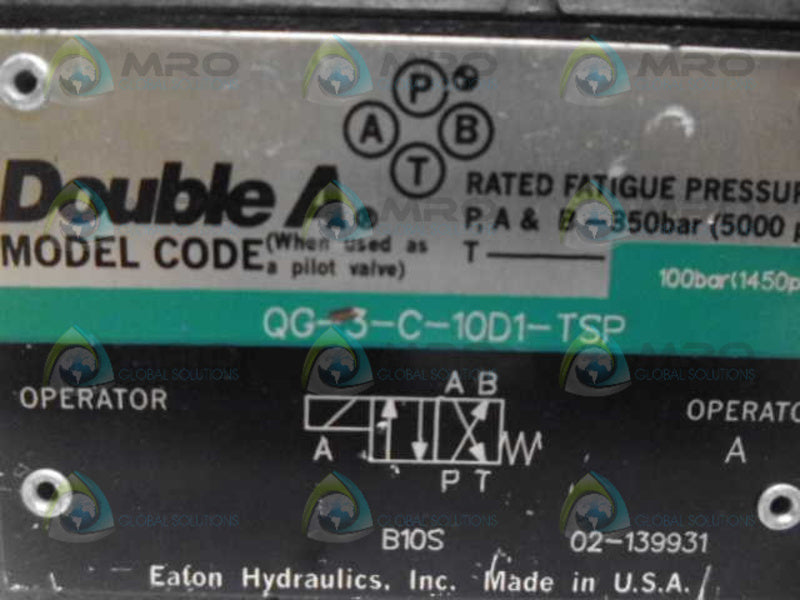 DOUBLE A QG-3-C-10D1-TSP DIRECTIONAL SOLENOID VALVE NSNP