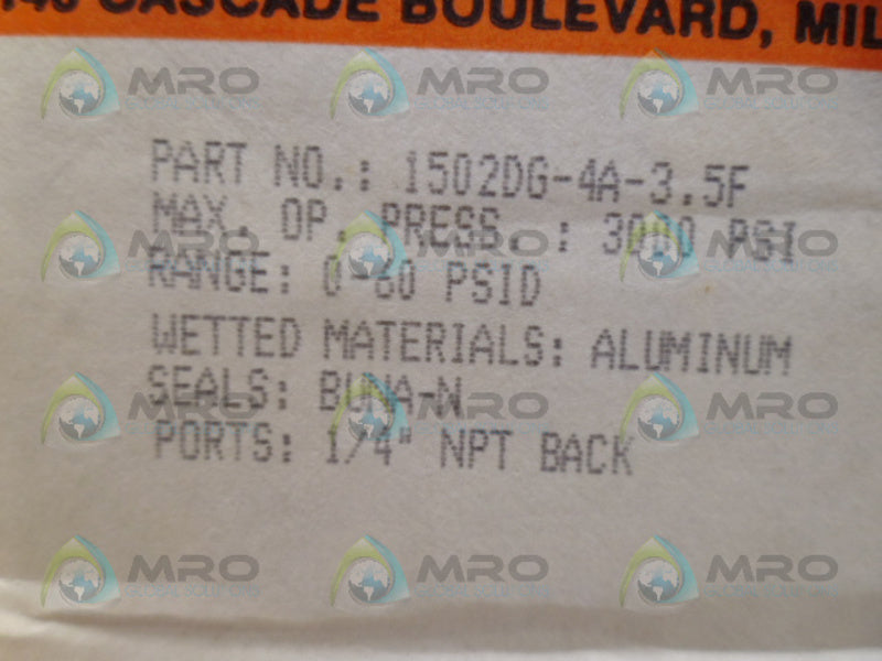 ORANGE RESEARCH 1502DG-4A-3.5F GAUGE 3000PSI NSMP