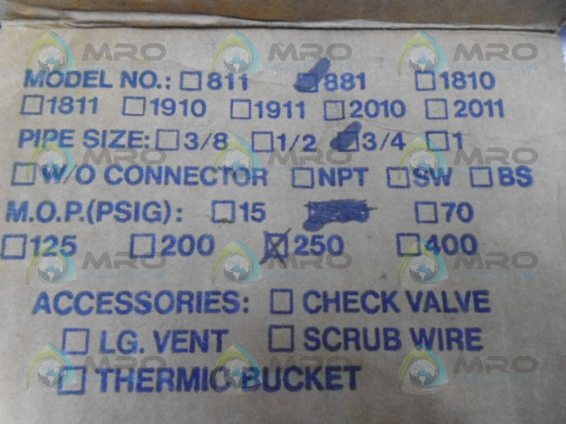 ARMSTRONG 881 STEAM TRAP 3/4" 250PSI NSMP