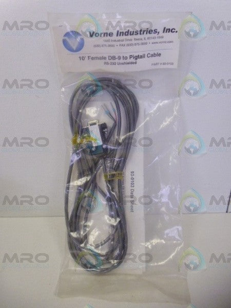 VORNE 93-0103 10' FEMALE DB-9 TO PIGTAIL CABLE  NSMP