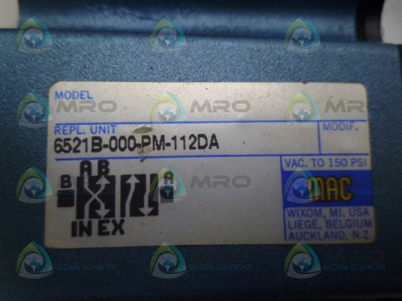 MAC 6521B-000-PM-112DA SOLENOID VALVE UNMP
