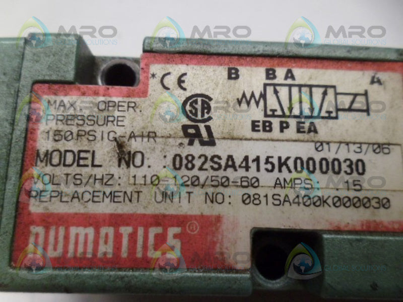 NUMATICS 082SA415K000030 SOLENOID VALVE UNMP