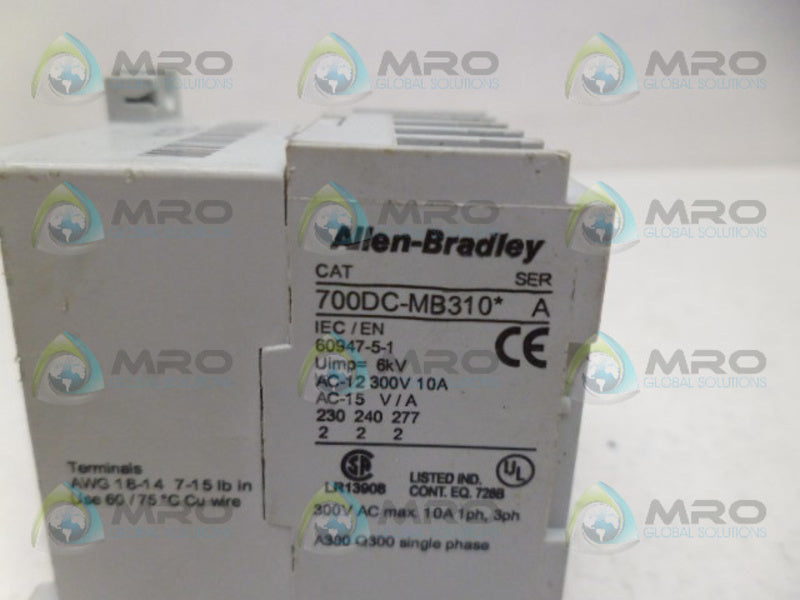 ALLEN BRADLEY 700DC-MB310 SER. A CONTROL RELAY UNMP