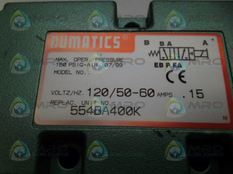 NUMATICS 554BA400K SOLENOID VALVE NSNP