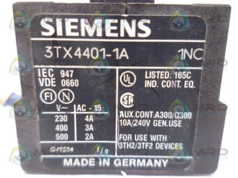 SIEMENS 3TX4401-1A CONTACT BLOCK UNMP