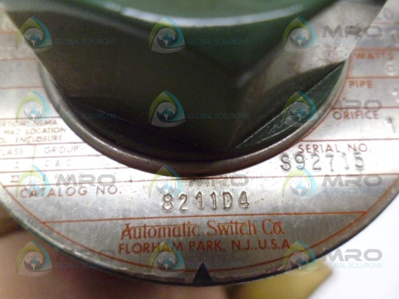 ASCO 8211D4 SOLENOID VALVE UNMP