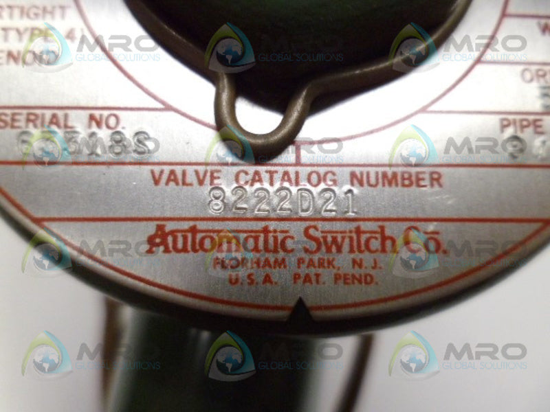 ASCO 8222D21 VALVE UNMP