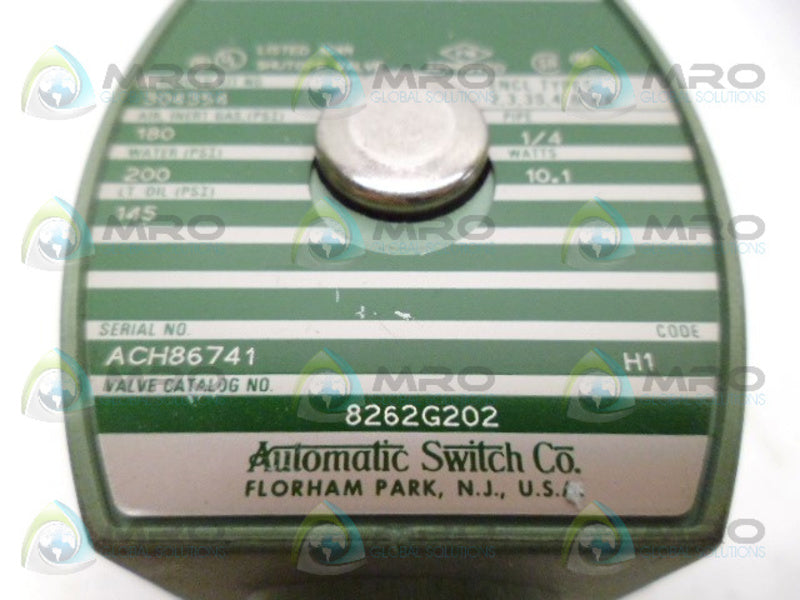 ASCO 8262G202 SOLENOID VALVE UNMP