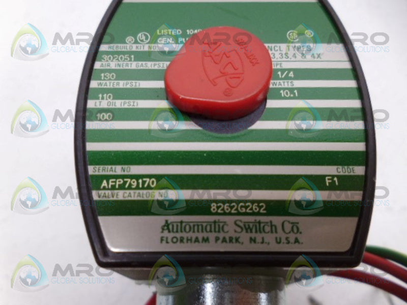 ASCO 8262G262 SOLENOID VALVE UNMP
