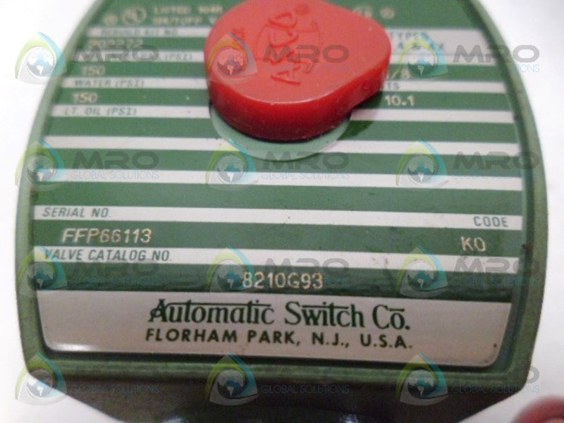 ASCO 8210G93 SOLENOID VALVE UNMP