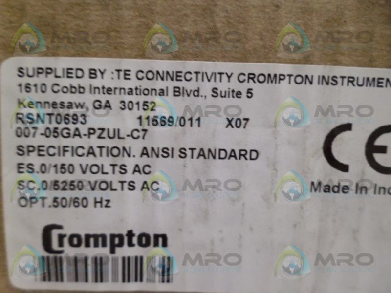 CROMPTON 007-05GA-PZUL-C7 METER 5000V NSMP