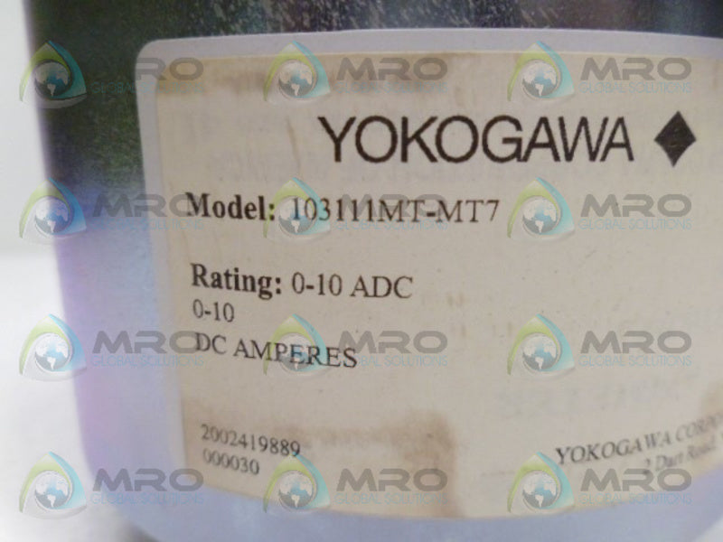 YOKOGAWA 103111MT-MT7 PANEL METER 0-10 DC AMPS  NSNP