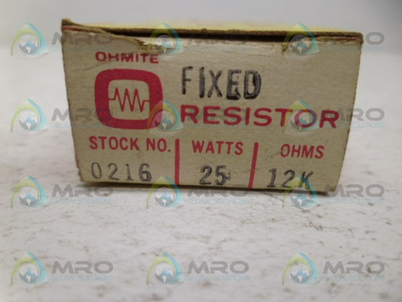 OHMITE 0216 RESISTOR 25W 12KOHMS NSMP