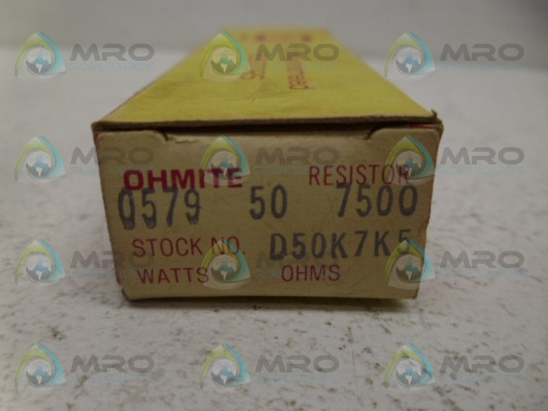 OHMITE 0579 RESISTOR 50W 7500OHMS NSMP
