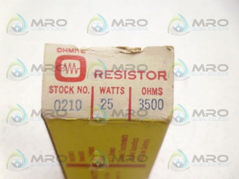 OHMITE 0210 RESISTOR 25W 3500OHMS NSMP