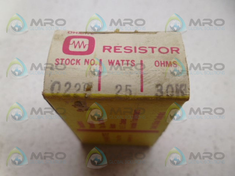 OHMITE 0220 RESISTOR 25W 30KOHMS NSMP