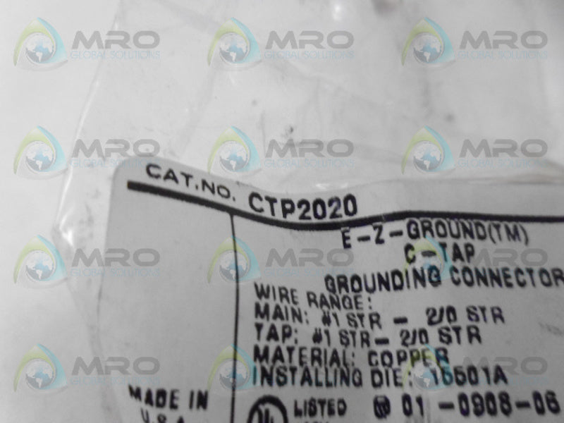 THOMAS & BETTS CTP2020 C-TAP GROUNDING CONNECTOR NSMP