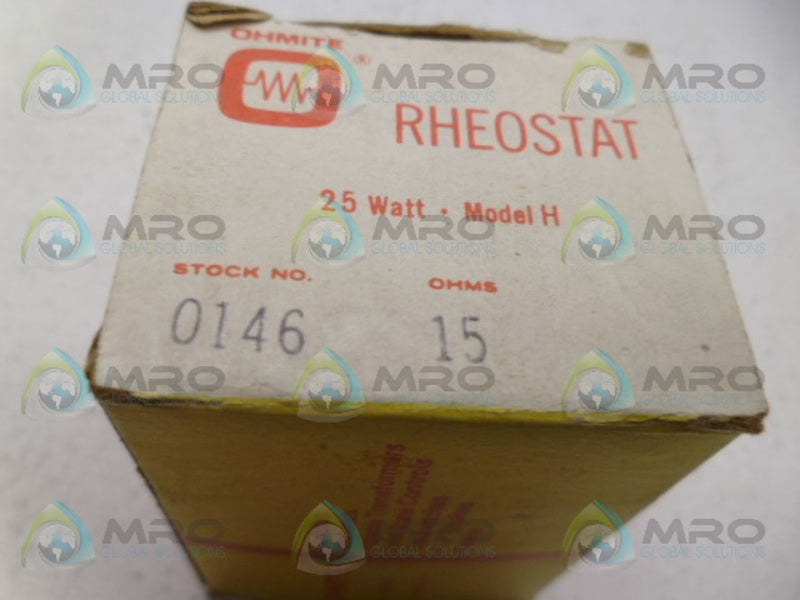 OHMITE 0146 RHEOSTAT 25W 15OHMS NSMP