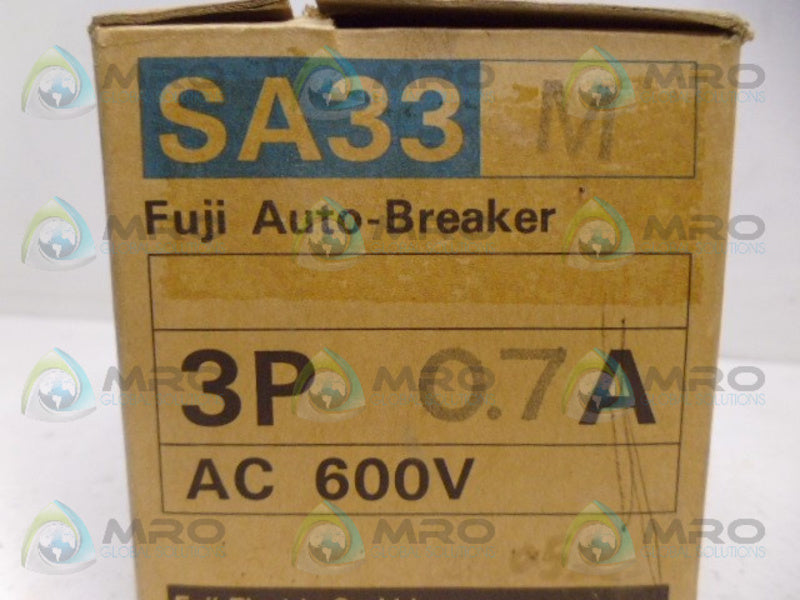 FUJI ELECTRIC SA33M CIRCUIT BREAKER 3P AC600V NSMP