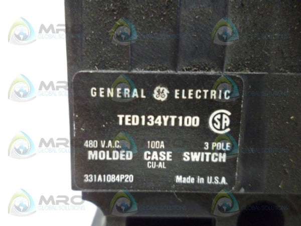 GENERAL ELECTRIC TED134YT100 CIRCUIT BREAKER 3P 100A UNMP