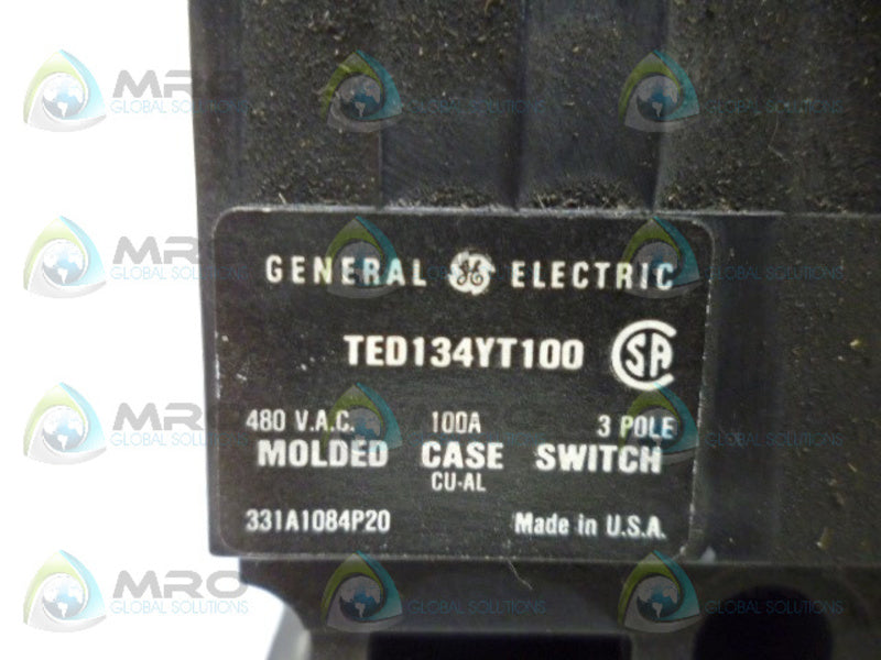 GENERAL ELECTRIC TED134YT100 CIRCUIT BREAKER 3P 100A UNMP