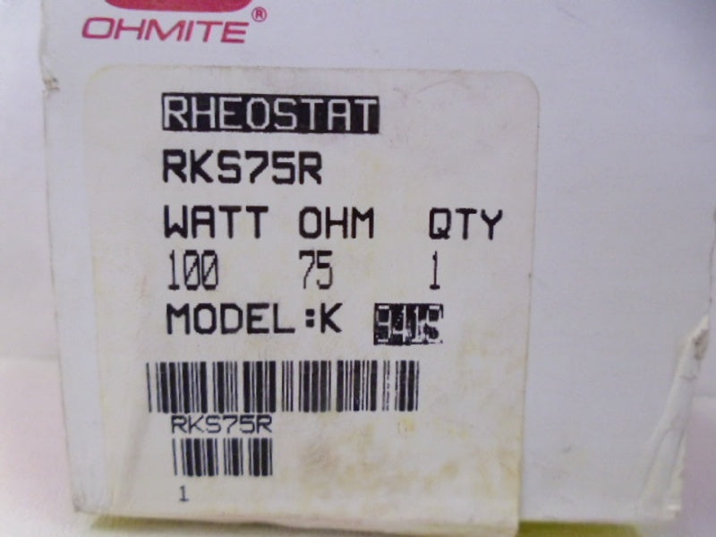 OHMITE RKS75R MODEL K RHEOSTAT  NSMP