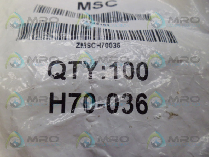 MSC H70-036 O RINGS (PKG OF 100)  NSMP