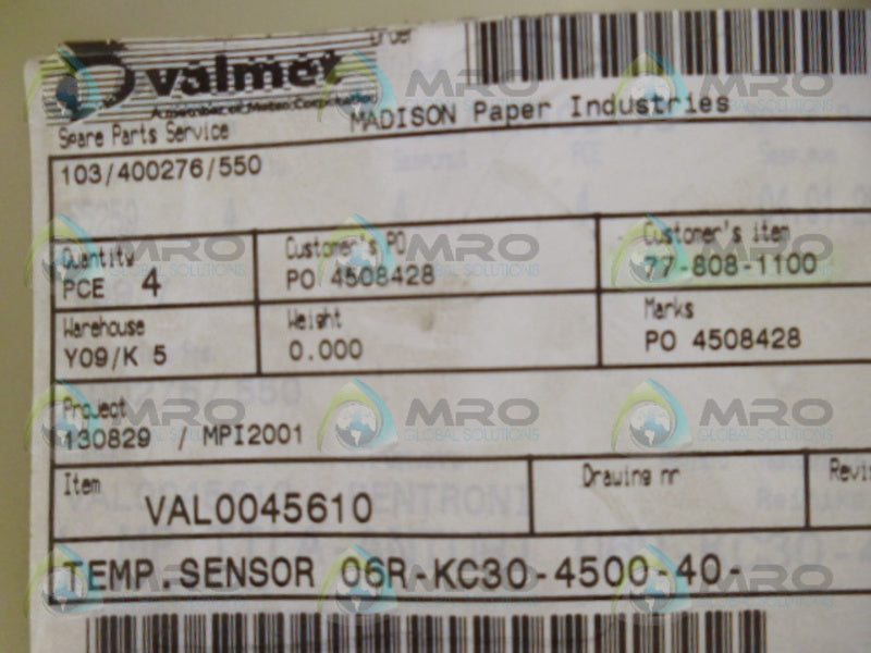 VALMET VAL0045610 SENSOR (PKG OF 4) NSMP