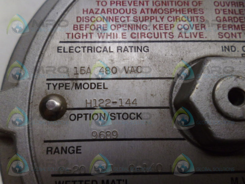 UNITED ELECTRIC H122-144 PRESSURE SWITCH NSNP