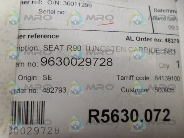 ALFA LAVAL 9630029728 TUNGSTEN CARBIDE SEAT NSMP