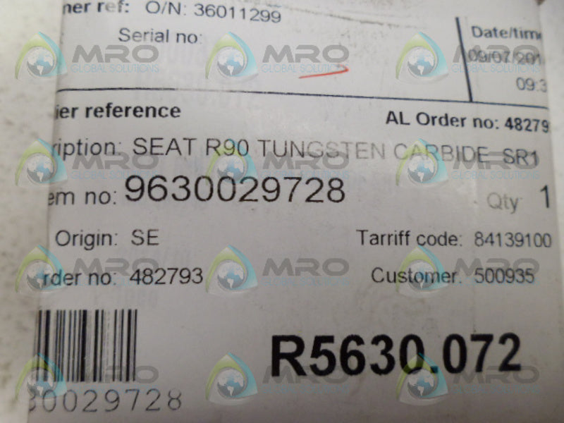 ALFA LAVAL 9630029728 TUNGSTEN CARBIDE SEAT NSMP