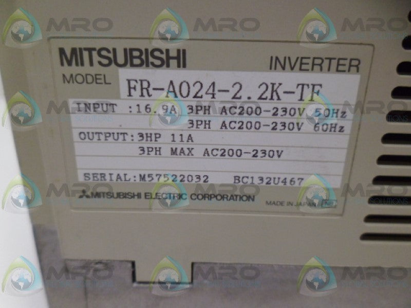 MITSUBISHI FR-A024-2.2K-TF INVERTER UNMP