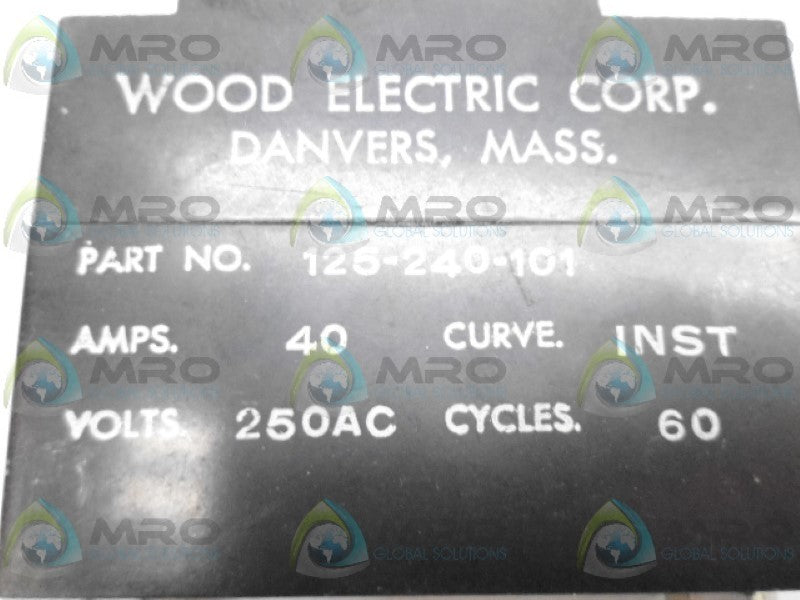 WOOD ELECTRIC 125-240-101 CIRCUIT BREAKER UNMP